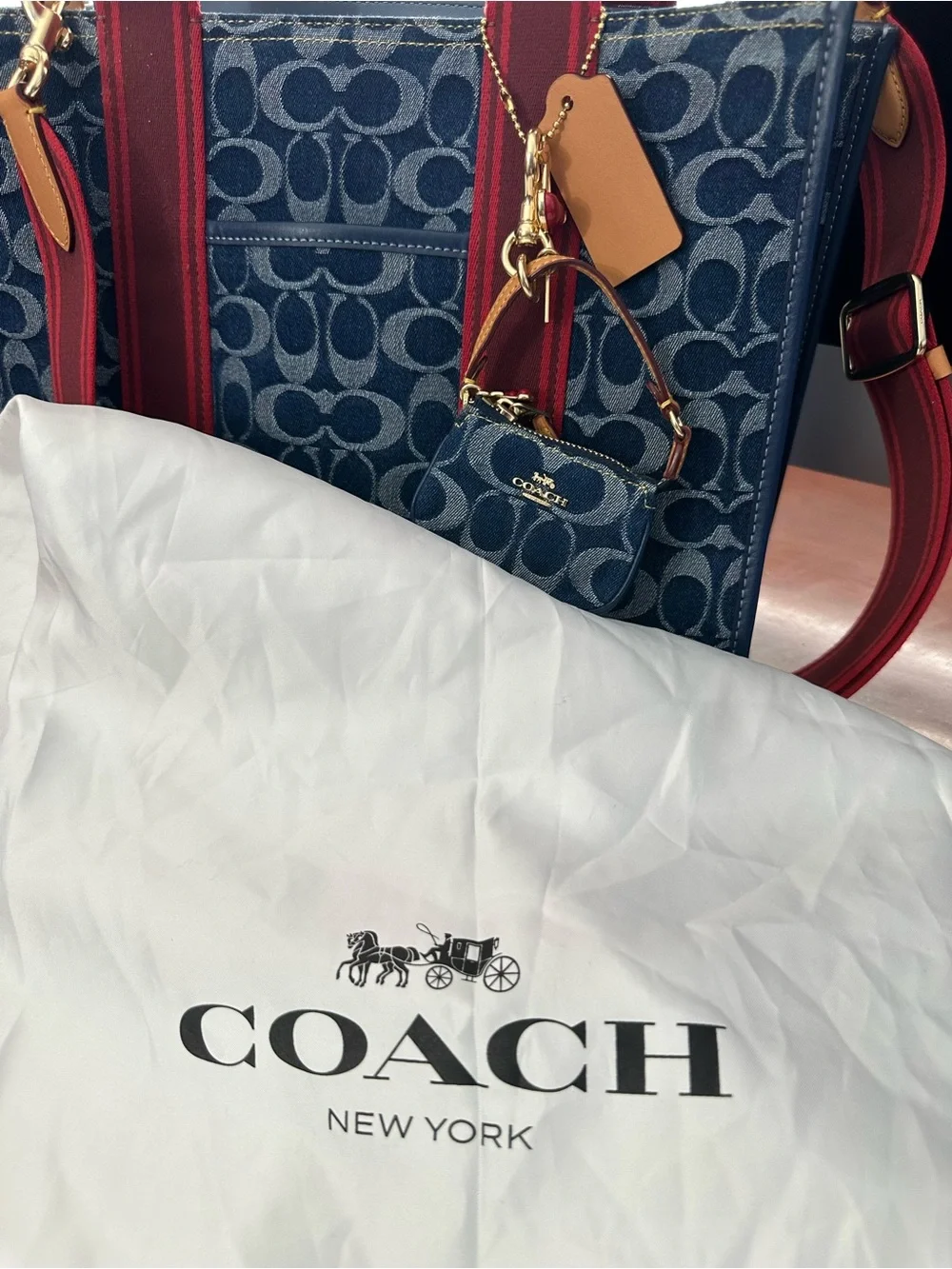 Coach blue signature denim Smith tote bag